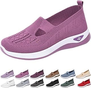 Wang Damai Women's Orthopedic Walking Shoes,Woven Breathable Orthowalkway Womens Sneakers,Lightweight Non-Slip Arch Support Slip on Shoes