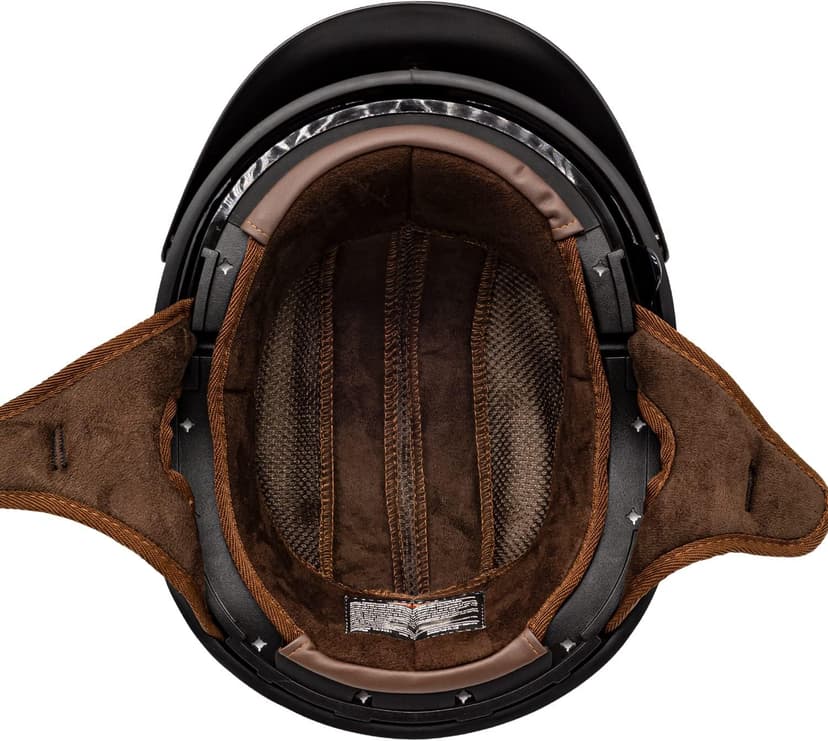 VCAN Cruiser Half Face Motorcycle Helmet with Drop-Down Sun Visor, Removable Peak and Quick Release Buckle