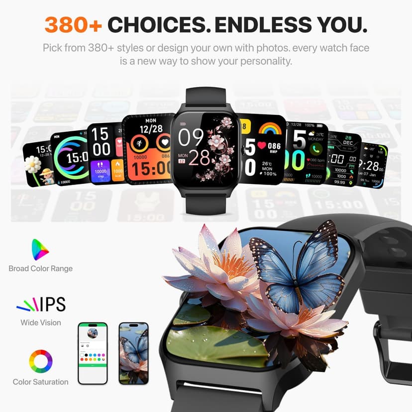 Smart Watch for Women Men,(Answer/Make Call) 1.83'' HD Fitness Activity Tracker Smartwatch for Android iPhone iOS Compatible,IP68 Waterproof Step Counter Watch with Sleep Monitor/120+ Sports Modes