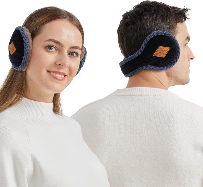 Surblue Winter Unisex Earmuffs Knit Foldable Adjustable Wrap around Ear Warmers