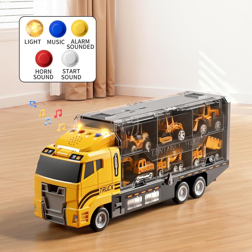 NIPLOOOW Kids Boys Construction Truck Vehicle Toy Set with Play Mat and Die-Cast Toy Car, Transport Carrier Truck for Kids 3-5, Birthday Gifts Toys for 3-8 Year Old Boys B0D7M51TRB