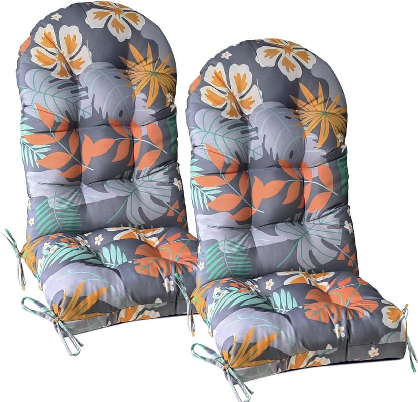 Gnostik 2 Pcs Outdoor Adirondack Chair Cushion 47x19.2x4 in, Floral Waterproof Indoor/Outdoor Thicken Larger High Back Outdoor Chair Cushions Lounge Cushion Replacement Cushions for Patio Furniture