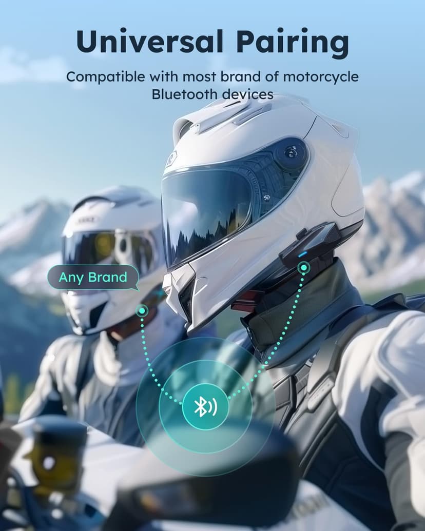 ASMAX S1 Motorcycle Bluetooth Headset with Smart Voice Control, Mesh Helmet Communication Systems, Noise Cancellation/Waterproof/FM Radio/FOTA Update, 8 Riders Intercom Fit for Snowmobile/Ski, 1 Pack