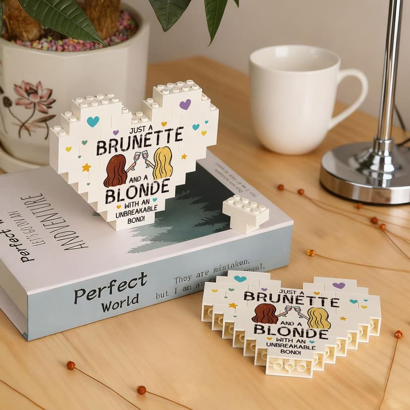 Acrylic heart building blocks, unbreakable bond desk decor, birthday gift for best friend, bestie, friend or soul sister Friendship Gifts for Women, Bestie Heart Building Block Decor B0FWY33Y5V