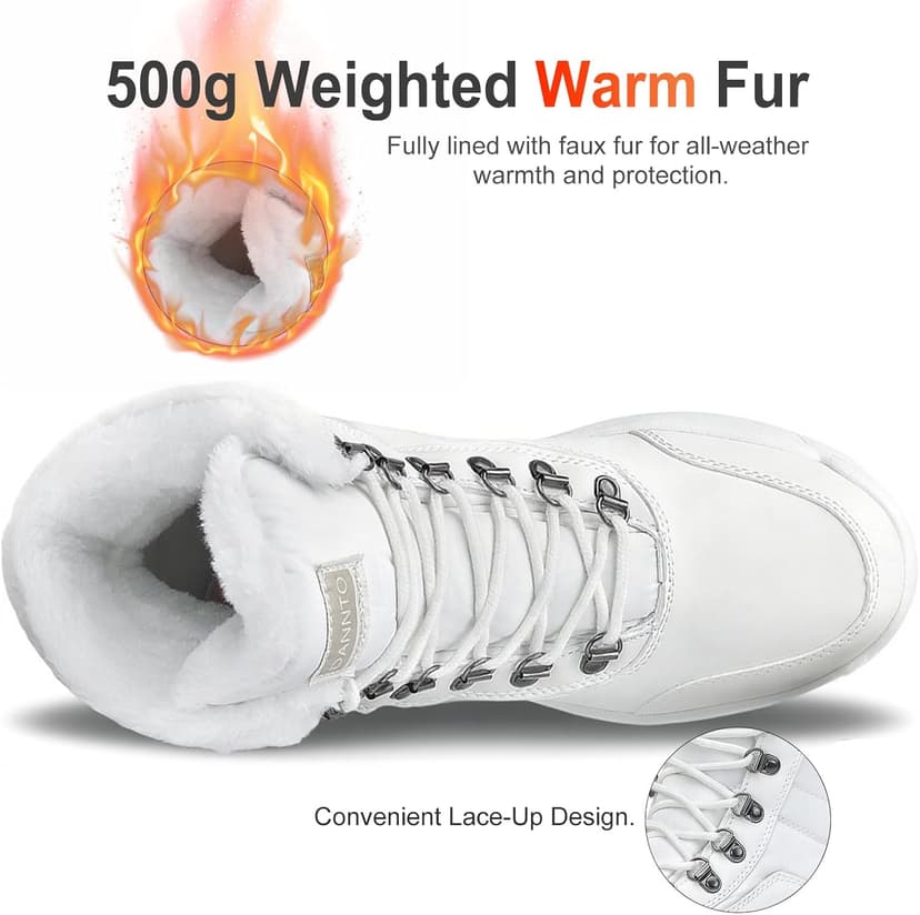 Dannto Women Winter Snow Boots Ladies Warm Fur Lined Ankle Booties Outdoor Water Resistant Furry Shoes