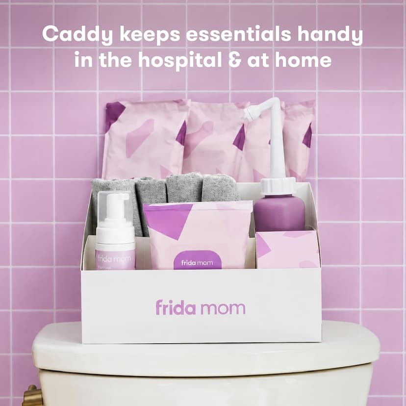 Frida Mom 11pc Postpartum Essentials Kit Gift Set, Hospital Bag Must Haves for New Mom, Includes 4 Disposable Postpartum Underwear, 4 Ice Maxi Pads, Perineal Healing Foam & 24 Pad Liners & Peri Bottle