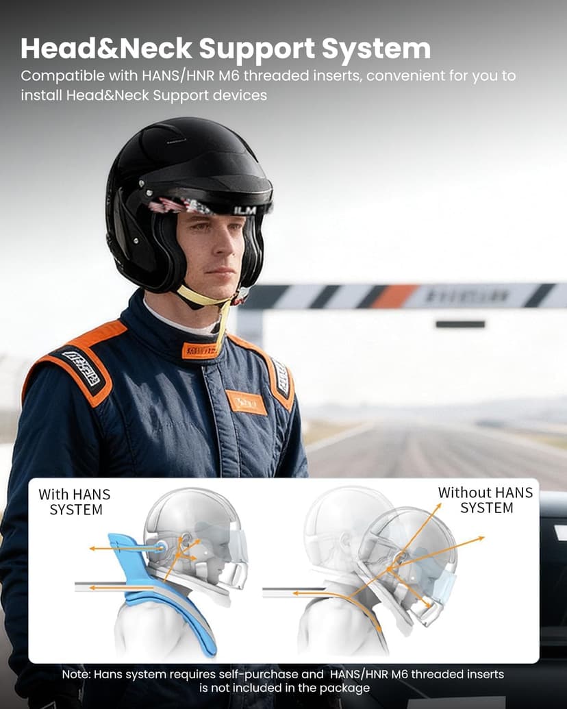 ILM Snell SA2025 Open Face Auto Racing Helmets Lightweight Fiberglass Helmet for Men and Women Model R95