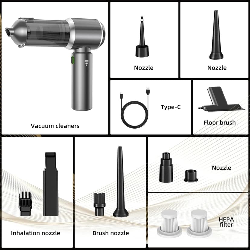 Handheld Vacuum Cleaner, 28000Pa 4 in 1 Handheld Vacuum Cordless, Brushless Motor, One-Touch Dust Removal, 3 Speeds Car Vacuum Cleaner Portable Cordless, Ideal for Office, Home, Kitchen, Car, Pet Hair