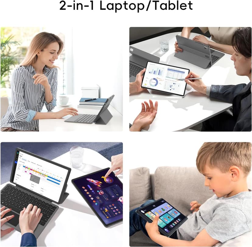 2-in-1 Laptop/Tablet (2025), Windows 11 PC with Magnetic Keyboard, 12” 2K FHD IPS Touchscreen Display, 4-core N95, 12GB DDR5 RAM 512GB SSD, 2 Stereo Speakers Computer for Home Business Students