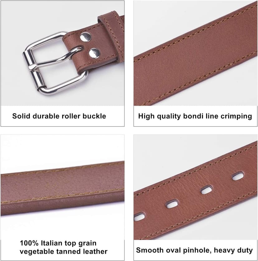 POYOLEE Concealed Carry CCW Leather Gun Belt | Top Grain Leather Belt for Gun Carry | Mens Heavy Duty EDC Belt 1 1/2-Inch