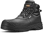 NINGO Steel Toe Work Boots for Men, Non Slip & Puncture Resistant Construction Boots with Breathable Lining, EH Protection, Comfortable Mens Safety Leather Work Shoes for Industrial, Walking Warehouse