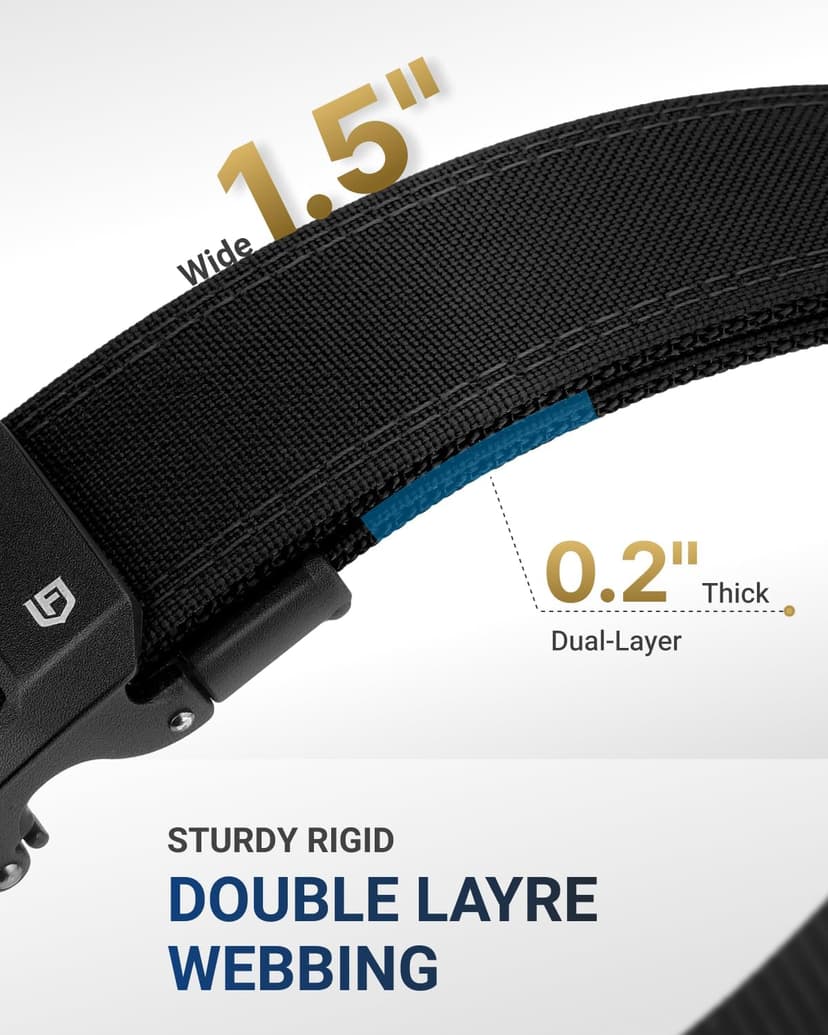 FAIRWIN Tactical Gun Belt, Ratchet CCW EDC Stiff Heavy Duty Work 1.5" Battle Concealed Carry Rigid Patented Nylon Men Belts