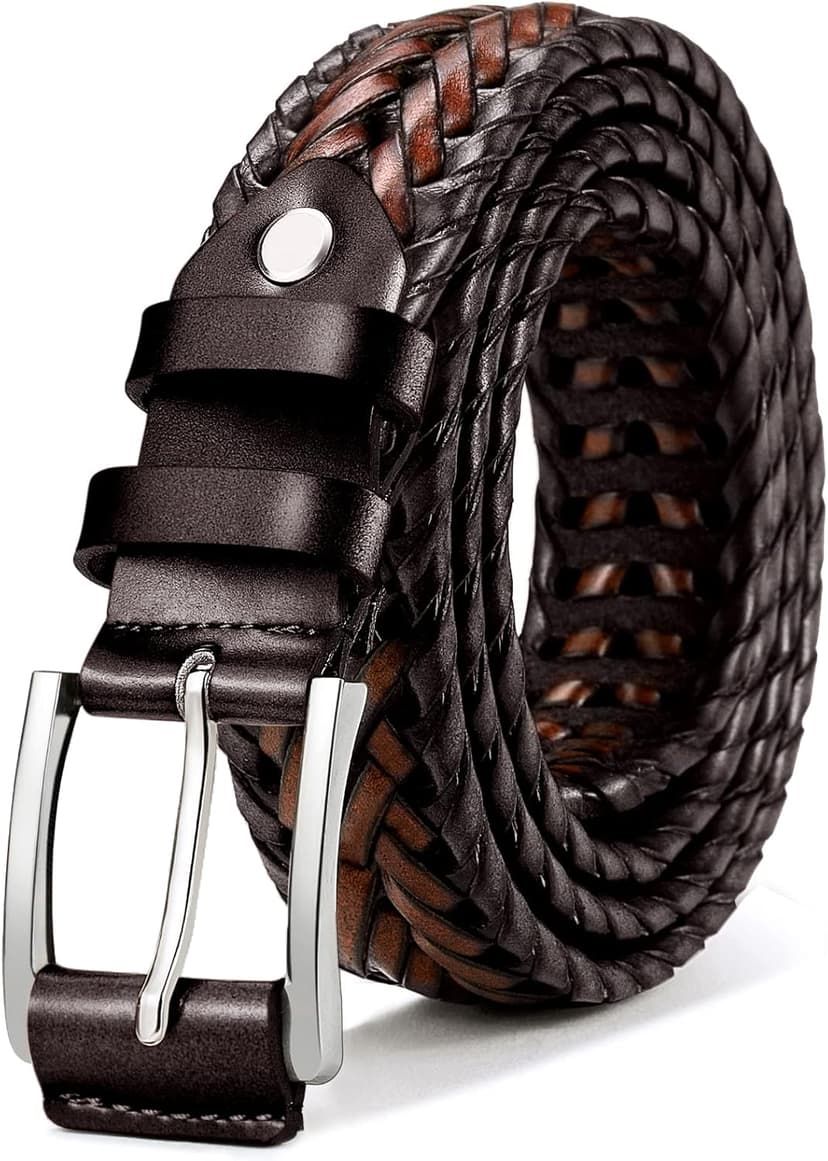 BULLIANT Mens Belts,Leather Woven Braided Belts for Gift Men Casual Jeans Golf