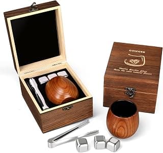 Shatterproof Jujube Wood Whiskey Cup, Naturally Insulated, Enhances Flavor, Ideal Bourbon Gift for Men in a Wooden Box Charred Wooden Bourbon Drinking Glass, Handmade Whistey Glass Set B0H12T634T