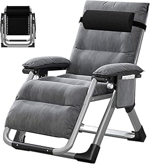ABORON Upgrade Zero Gravity Chair/Armrest Mat,Premium Outdoor Lawn Folding Lounge Chairs,Sturdy Adjustable Reclining Patio Chairs with Removable Seating Cushion,Headrest & Tray
