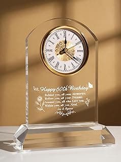 DEEWISH 60th Birthday Gift Quartz Desk Clock – Elegant Home Blessing Decoration for Parents, Grandparents, Friends, Mom, Dad, Happy 60 Years Birthday Decoration for Women Men
