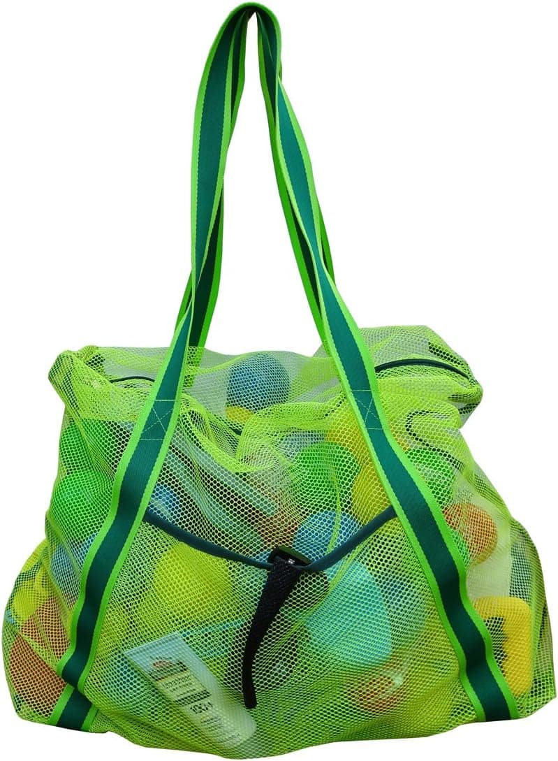 Leberna Large Beach Bag with Zipper Lightweight Beach Toy Bag Mesh Bag for Swimming Pool Sand Toys