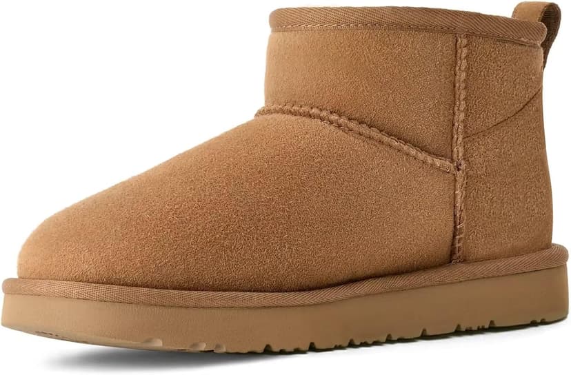 OOW 100% Genuine Suede Ankle Low Boots for Women Short Winter Snow Boot with Cozy Fur Lined