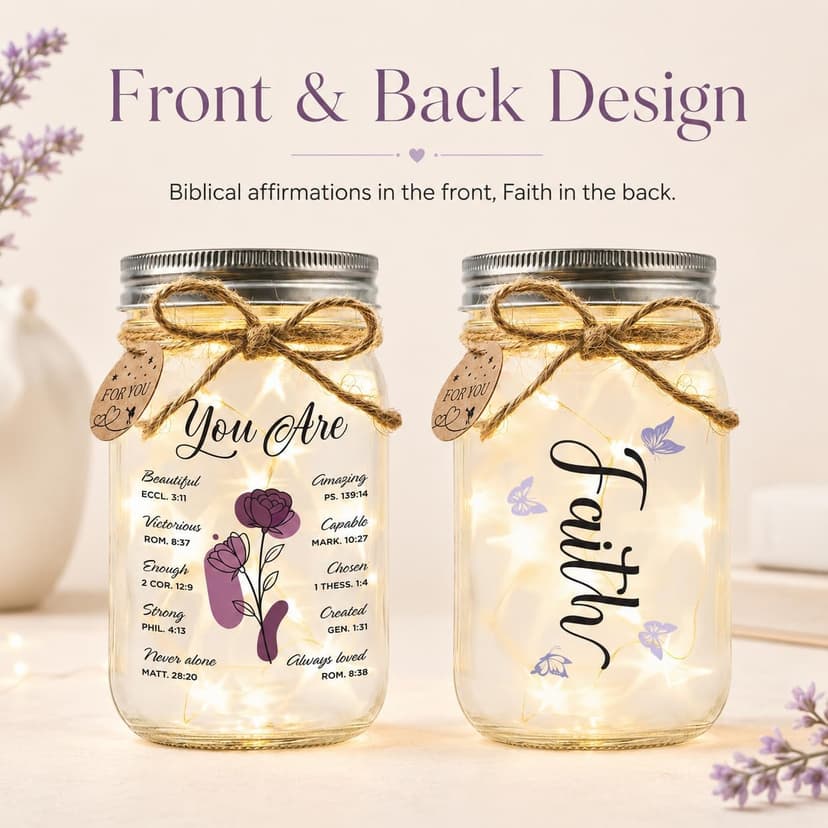 Thanksgiving & Christmas gift for women, inspirational fairy light night light for mom, sister & best friend birthday decor Christian Gifts for Women, Religious Faith You Are Loved Mason Jar Keepsake B0FMDS13CM