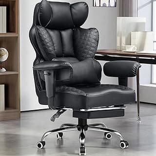 GTRACING Big and Tall Gaming Chair 400lbs Heavy Duty Office Chair with Foot Rest & Ergonomic Pocket Spring Lumbar Support, High Back 3D Saddle Shaped Cushion for Back Pain Relief, Matte-Black