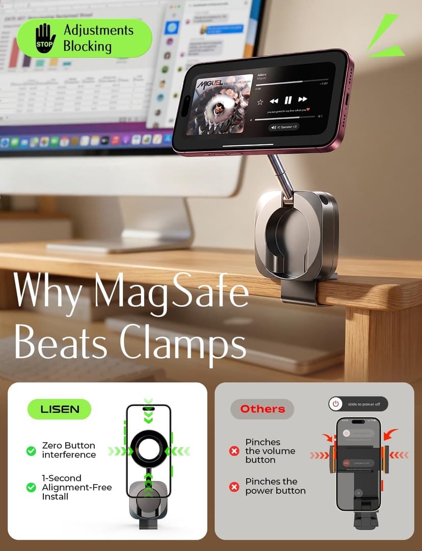Phone Stand Hands Free MagSafe Travel Accessories Flying Long Flight International Travel Must Haves Gifts for Men LISEN Airplane Travel Essentials for Flying Airplane Phone Holder for Desk B0CKN1N2YH