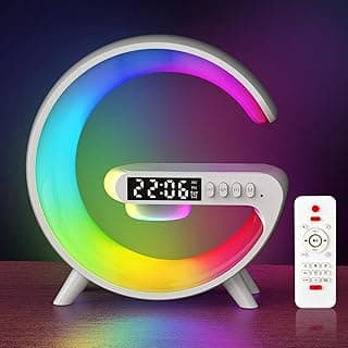 Kangtaixin Wake Up Light Alarm Clock for Kids, LED Table Bedsides Lamp with Sunrise Simulation, Sleep Aid, Snooze, Bluetooth Speaker, Night Light for Bedroom Decor, Birthday, Christmas Gift