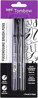 Tombow 62038 Fudenosuke Brush Pen, 2-Pack. Soft and Hard Tip Fudenosuke Brush Pens for Calligraphy and Art Drawings
