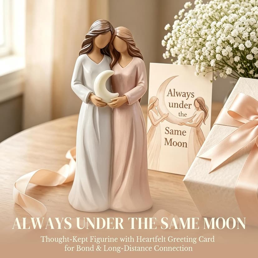 Hand-painted resin keepsake with a greeting card for your bestie, big sister or soul sister, near or far, on her birthday. Sister Figurine, Gifts for Best Friend Women, Sister Birthday Gifts (Moon) B0H8Y4B318