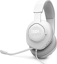 JBL Quantum 100M2 - Wired Over-Ear Gaming Headset with omnidirectional, Detachable mic with Mute Option and Fabric-Covered Memory Foam Ear Cushions, Compatible with All Platforms (White)