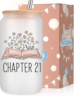 Birthday Gifts for 21 Year Old Female Friend, 2005 Daughter Turning 21, Happy 21st Bday Gifts Idea, 16oz Glass Coffee Tumbler Coolife Chapter 21 Cup, 21st Birthday Gifts for Women Her, 21 year old Girl B0F37WPTCQ
