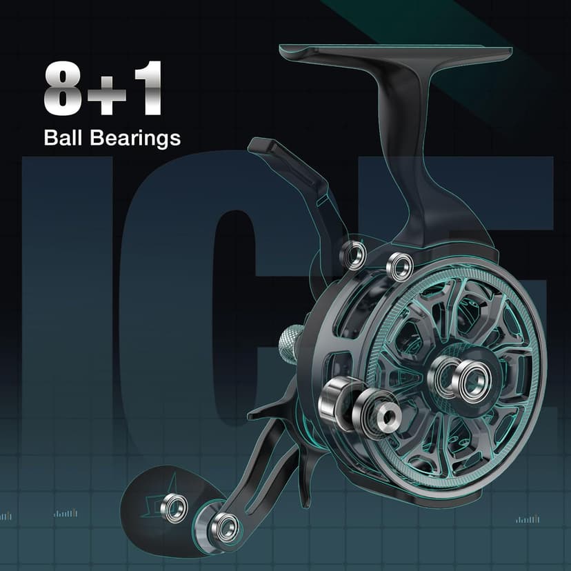 Piscifun ICX Carbon Ice Fishing Reel, Structure Upgrade Magnetic Drop System Inline Ice Fishing Reel, Free-Spool Bidirectional Lever, 3.2:1 High Speed, 8+1 Shielded BB, CNC-Machined Ice Reel