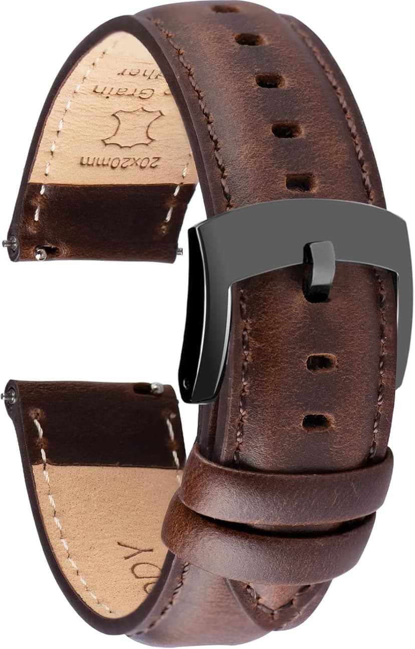 OTTOODY Leather Watch Bands Quick Release, Elegant Top Grain Leather Watch Straps for Men & Women, Choice of Color & Width - 18mm, 19mm, 20mm, 21mm or 22mm Wristbands Bracelet for Watch & Smartwatch