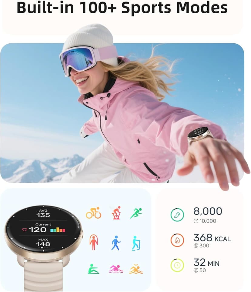 Parsonver Parsonver Swimming Smart Watch, 5ATM Waterproof for Pool & Open Water, Built-in GPS & Compass, AMOLED Fitness Tracker with 100+ Sports Modes, Heart Rate & Sleep Monitor, AI Swim Analysis, French Grey