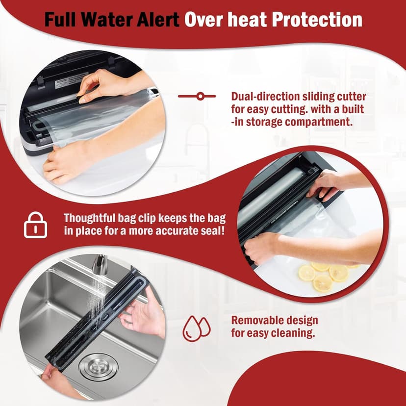 95kpa Vacuum Sealer Machine, Updated 2025 Commercial Fully Automatic Food Sealer, 10-in-1Functions & Powerful Sealing System with Double Heat Seal, Easy-Lock Handle, Built-inCutter and Bag Storage