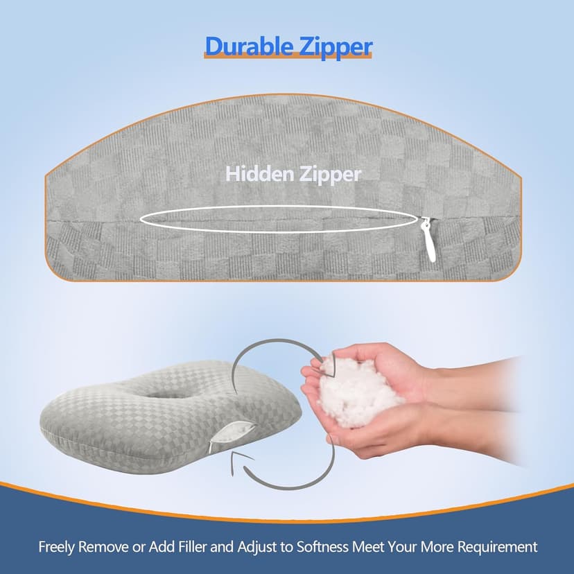 Swaycy Ear Piercing Pillow with an Hole for CNH and Ear Pain Inflammation Pressure Sores for Side Sleepers, Cotton and Polyester Side Sleeper Pillow, Washable and Adjustable Ear Guard Pillow, Gray