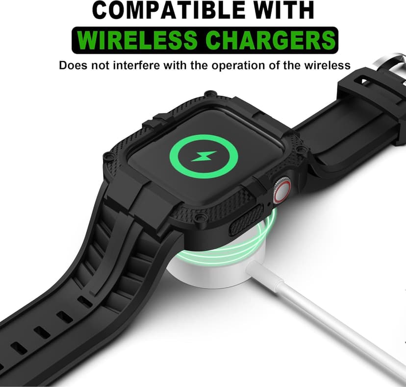 T-ENGINE Rugged Watch band Compatible with Apple Watch Series 9 Band for 45mm 44mm 42mm SE 9/8/7/6/5/4/3 for Men (45mm/44mm/42mm, Black)