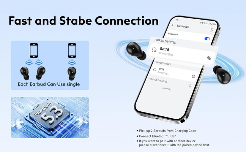 Invisible Mini Sleep Earbuds Wireless Bluetooth, Ultra-Light Comfort Fit Sleep Headphones for Side Sleepers, Unique Tumbler Portable Charging Case, Soft In-Ear Ear Plugs for Sleeping Small Ears Gym