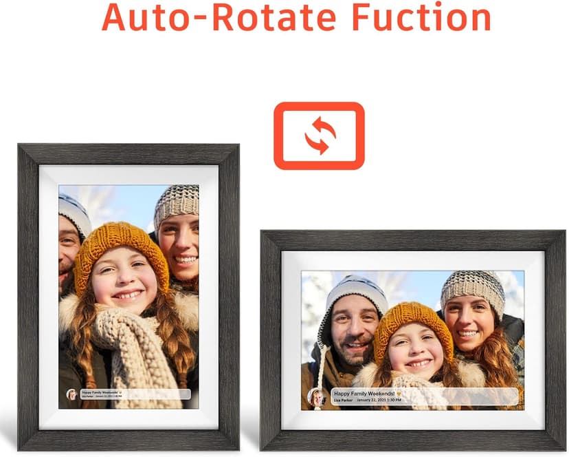 Frameo 10.1 inch Digital Picture Frame WiFi Smart Digital Photo Frame Wood IPS HD 1280 * 800 1080P Touch Screen Auto-Rotate Easy Setup to use Free Share Photos and Videos Gift for mon Father Women