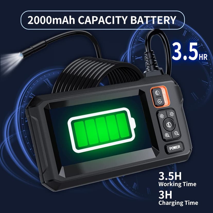 Endoscope Camera with Light, Borescope Camera with 4.3" IPS Screen, 1920P HD with 8 LED Lights, 16.4FT Semi-Rigid Cord Bore Scope, Gadgets for Men & Tools for Men