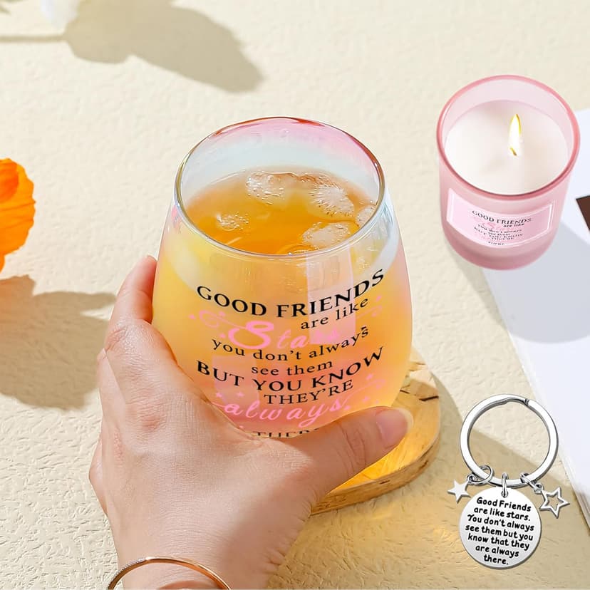 Yalucky Friendship Gifts for Women Wine Glasses Drinking Personalised Birthday Gifts for Friend Men Special Friends Gift Leaving Gift for Her Colleague Best Friend B0C69J45XJ