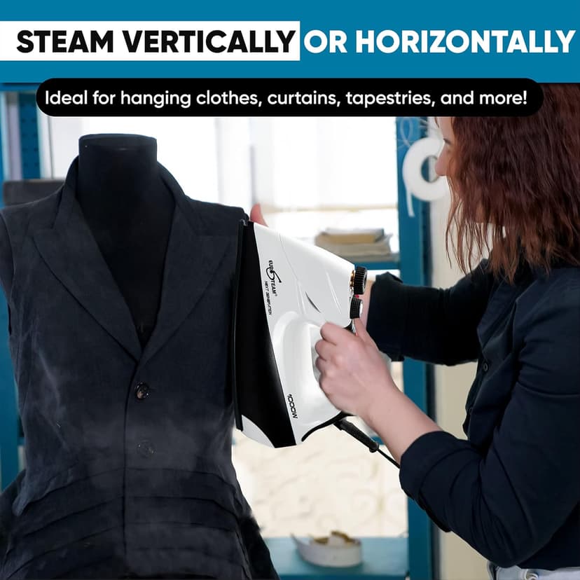 Eurosteam Next Generation Iron - Powerful Steam with Built-in Boiler - No Temperature Setting for All Fabrics - Experience Professional-Quality Ironing to cut your time in half.