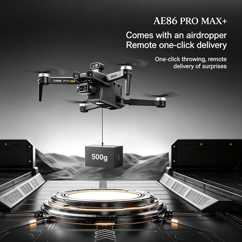 AE86ProMax+Drones with Camera for Adults 4K Video,Touch Screen Tablet Remote and 3-Axis Mechanical Gimbal, 5G Digital Transmission, 360° Laser Obstacle Avoidance, GPS Auto Return,Three 8000mAh 45 Mins Long Endurance, 500g Payload, Smart Follow Waypoint Flight Foldable Quadcopter, Up to 5 Miles Range (Carbon Fiber, 3 Batteries)