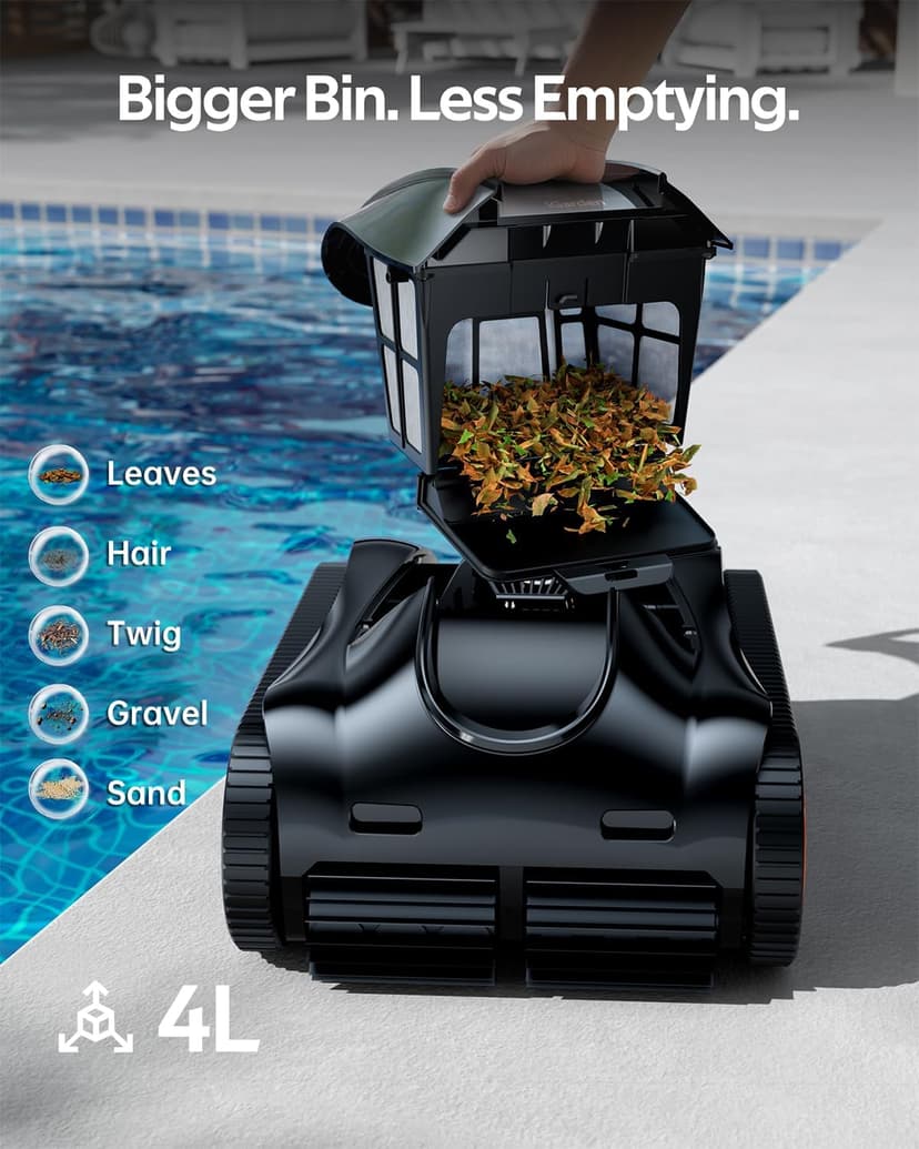 iGarden 4-in-1 Robotic Pool Cleaner, 3.6H Cordless Pool Vacuum for Inground & Above Ground Pools, Touchscreen & APP Control, Smart Navigation & Self-Parking, Cleaning Floor, Wall & Waterline, Black