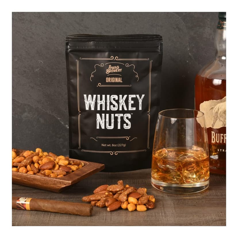 Whiskey Nuts - Gourmet Mix of Slightly Sweet and Salty Almonds, Peanuts, Corn Nuts, & Honey Roasted Sesame Sticks That Brings Out The Flavor Of Whiskey. Great Gift for Men, Women, Bourbon Lovers B0CLYQJTFZ