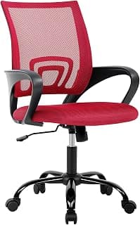 BestOffice Office Chair Ergonomic Cheap Desk Chair Mesh Computer Chair Lumbar Support Modern Executive Adjustable Stool Rolling Swivel Chair for Back Pain (Red)