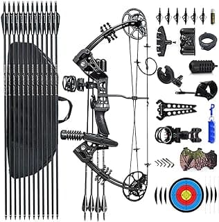 Compound Bow Set 15-45lbs for Pull Beginner and Teens Right Handed Adjustable 18"-29" Draw Length, 320 FPS Speed, Hunting Bow Archery Set New 2024