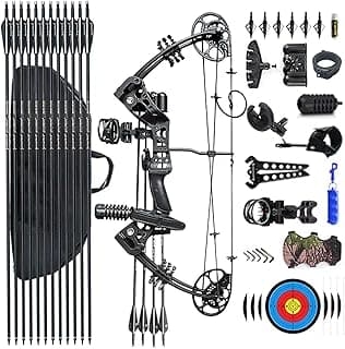 Compound Bow Set 15-45lbs for Pull Beginner and Teens Right Handed Adjustable 18"-29" Draw Length, 320 FPS Speed, Hunting Bow Archery Set New 2024