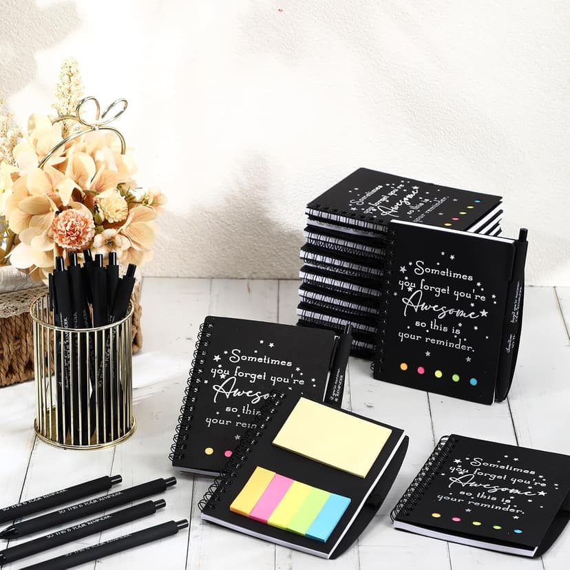 Appreciation Gift for Dsp Ma Coworker Office Staff, Customer Service Week, Thank You A6 Notebook Planner with Sticky Note Pen Resurhang 24 Set Customer Service Appreciation Gift for Staff, Black B0DG5J24WP