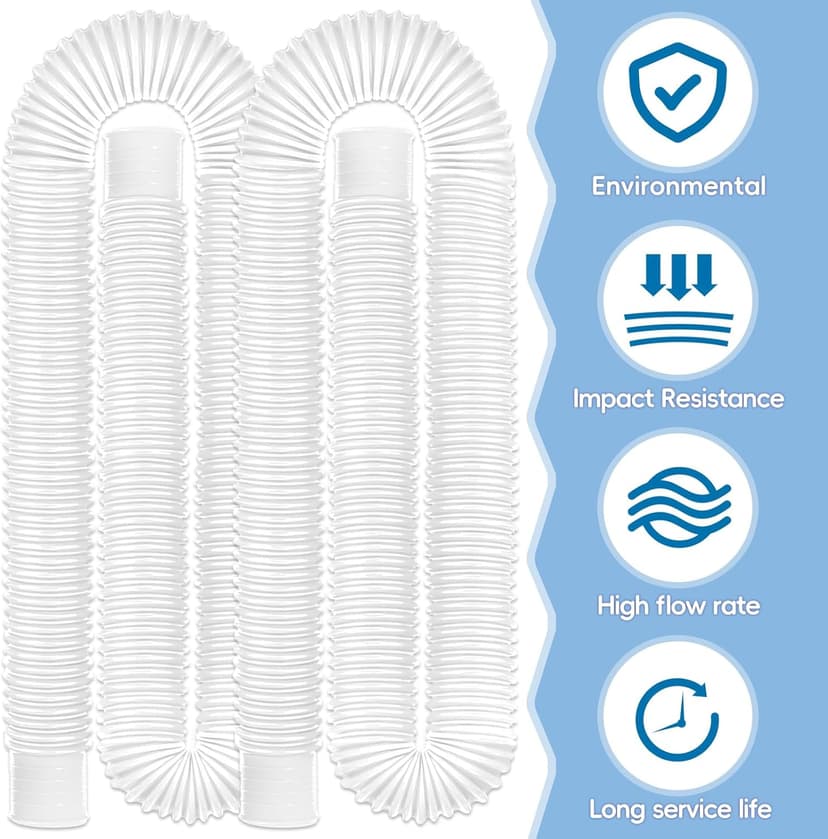 Replacement Pool Hoses for Above Ground Pools 1 1/4, 59" Long Swimming Pool Hose, 4 Pack White Pool Pump Hose with 8 Metal Clamps