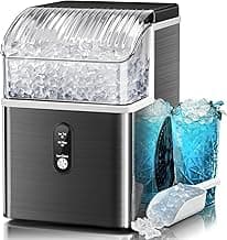 Kismile Nugget Ice Makers Countertop,Portable Ice Machine with Crushed Ice, 35lbs/Day,Self-Cleaning,One-Click Operation for Home Use(Black)